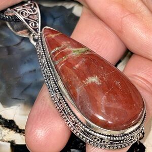 Burgundy Dragon Stone Jasper Pendant 2 1/2”